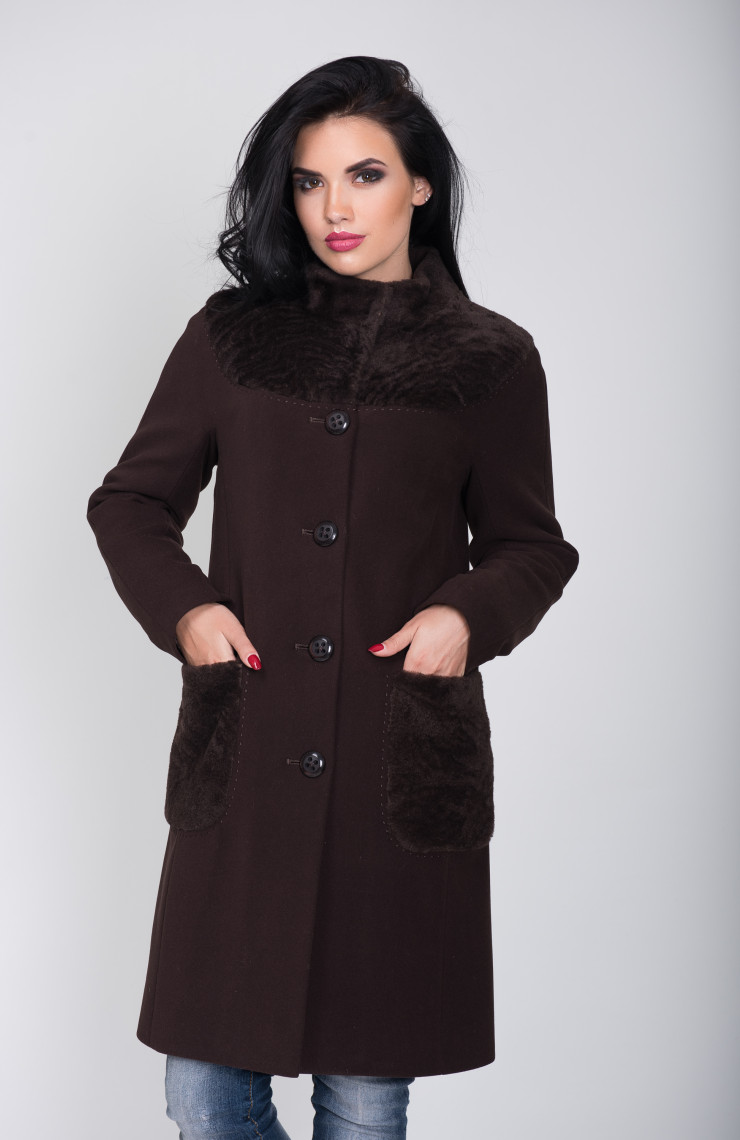 Пальто 1-041/9 Черный шоколад