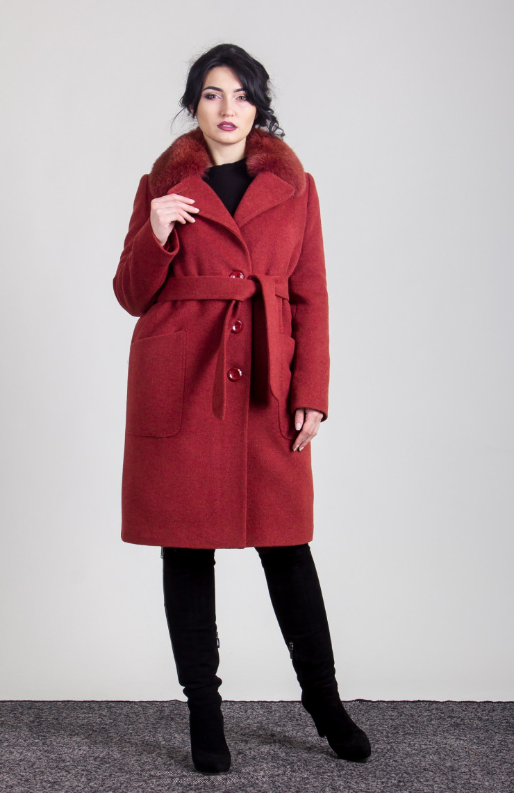 Пальто 1-061IT Красное дерево