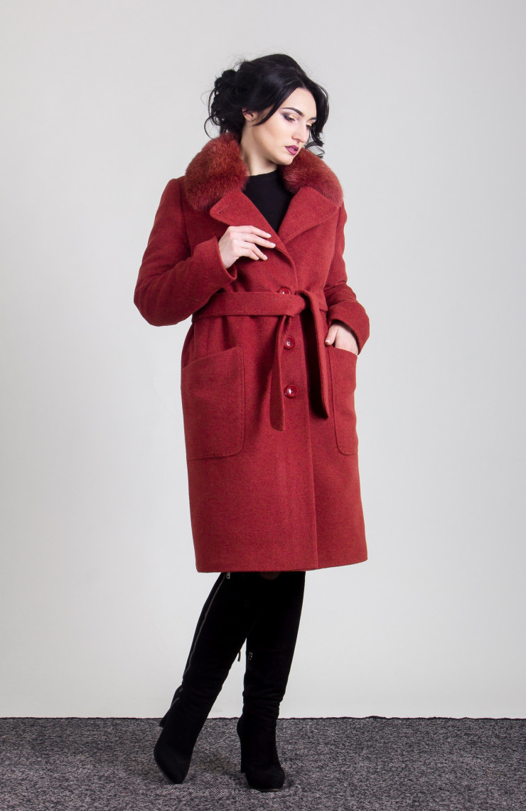 Пальто 1-061IT Красное дерево