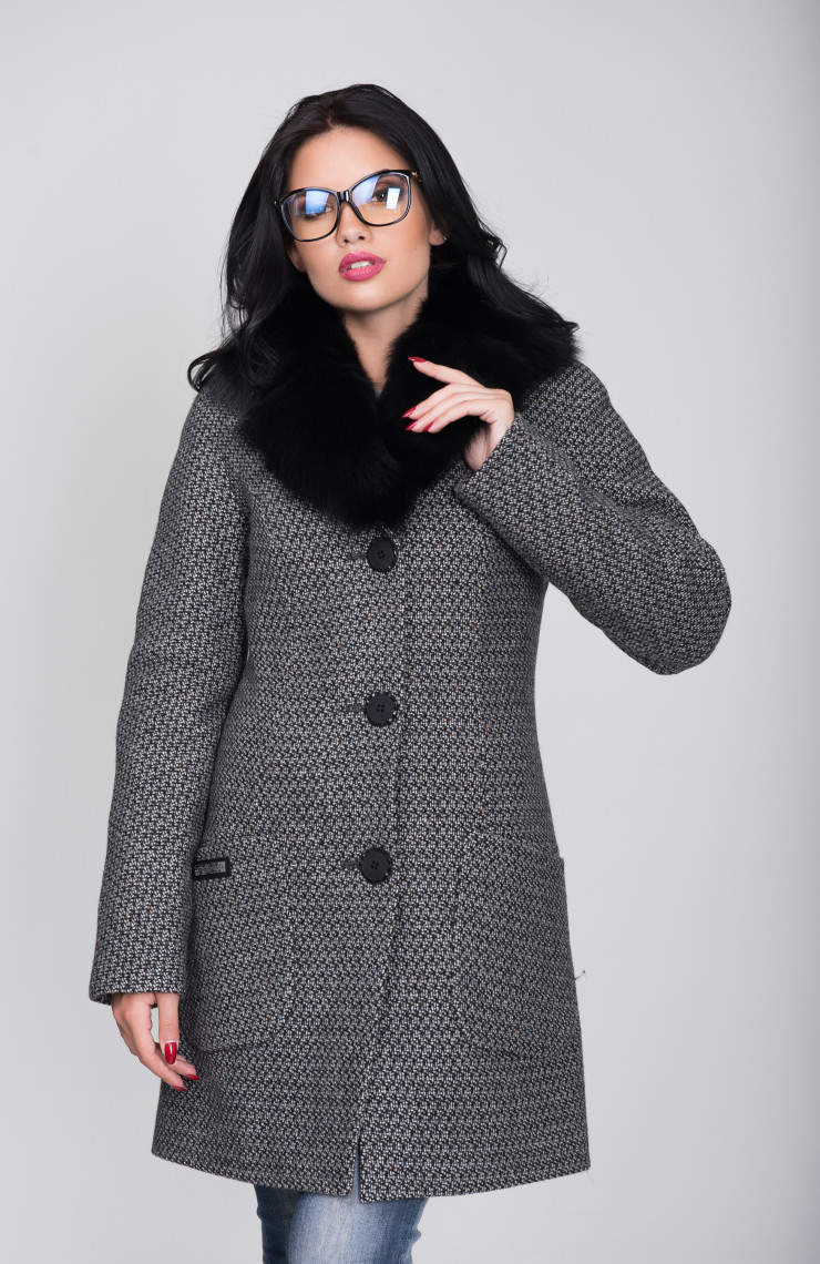 Пальто 1-079 Меланж серый