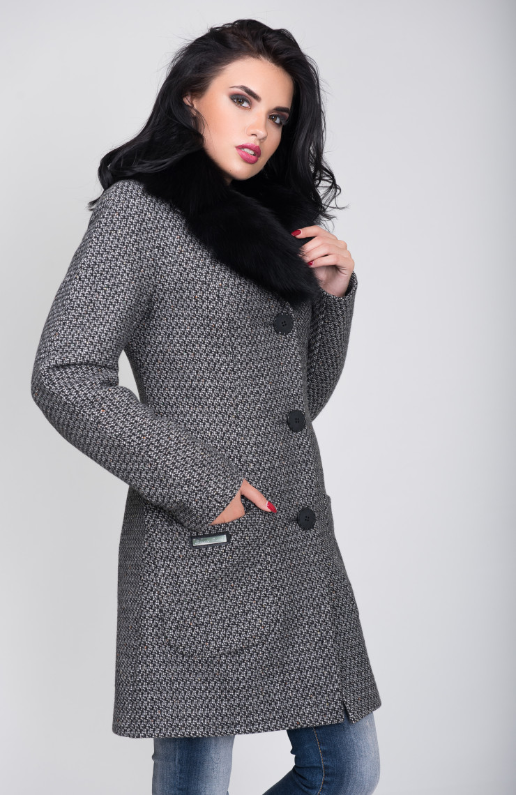 Пальто 1-079 Меланж серый