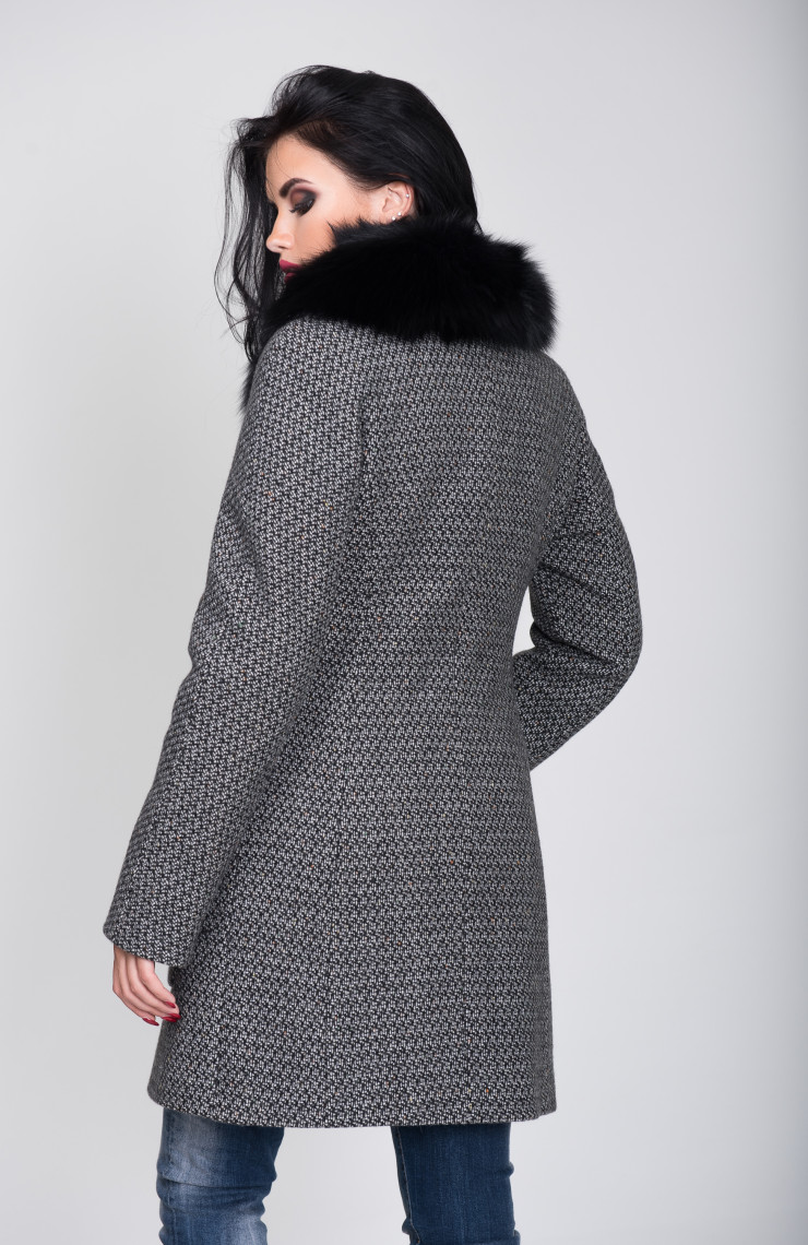Пальто 1-079 Меланж серый