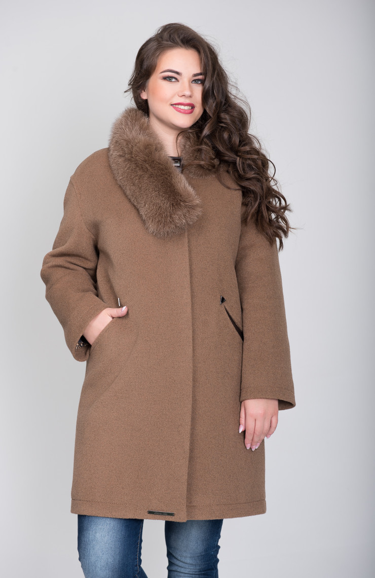Пальто 1-095IT Молочный шоколад