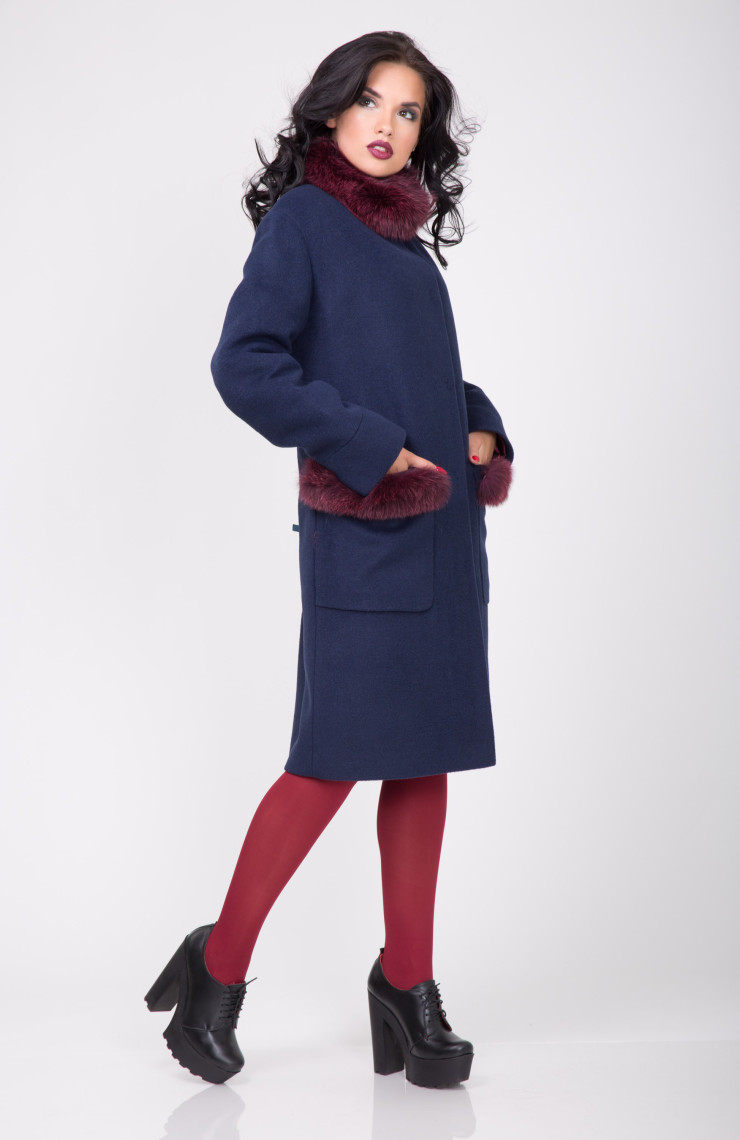 Пальто 1-097IT Темно-синий