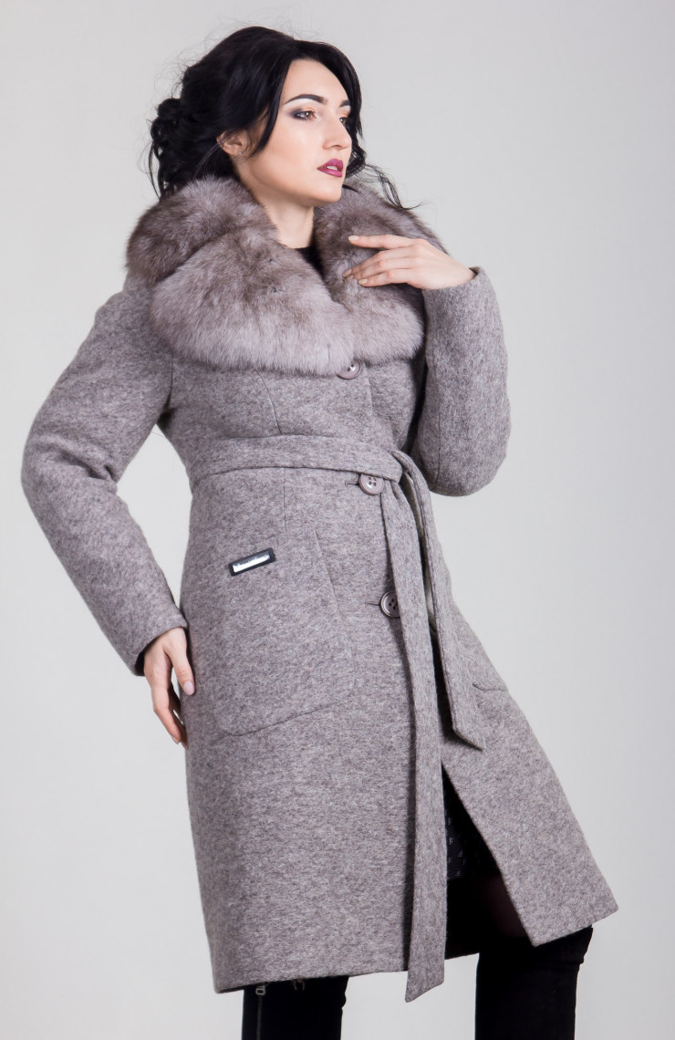 Пальто 1-179L Дымчато коричневый