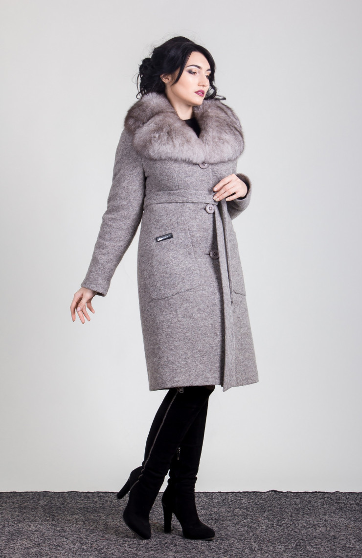 Пальто 1-179L Дымчато коричневый