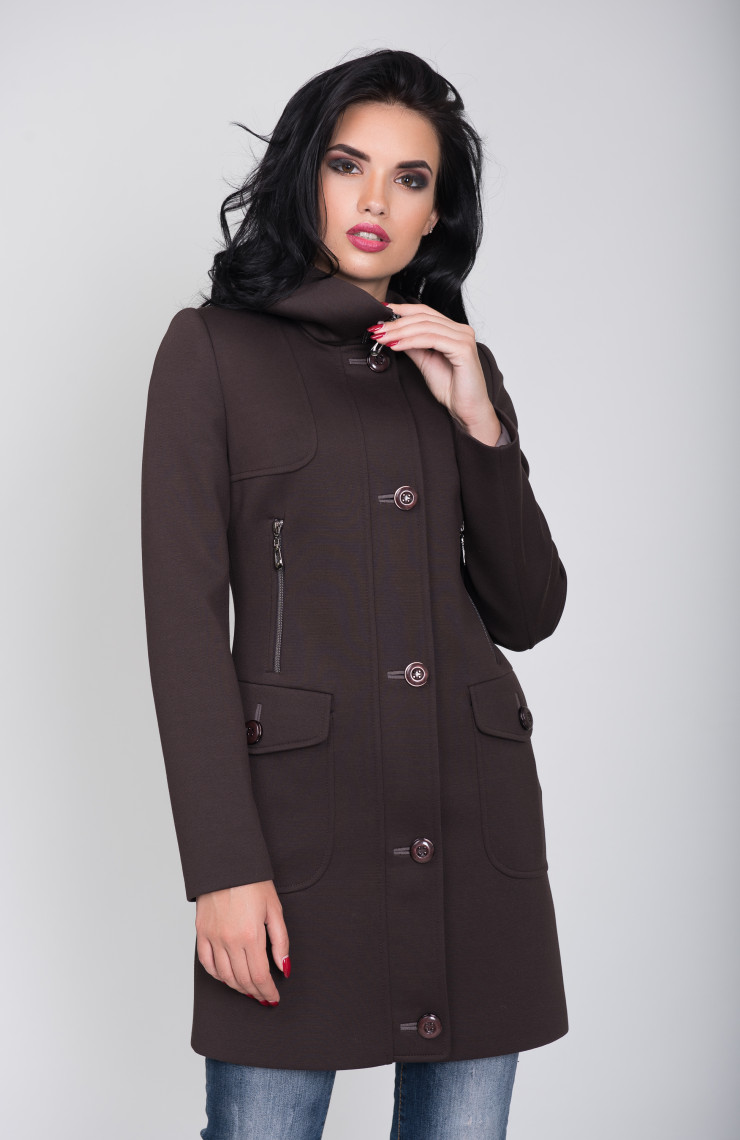 Пальто 2-385 Черный шоколад