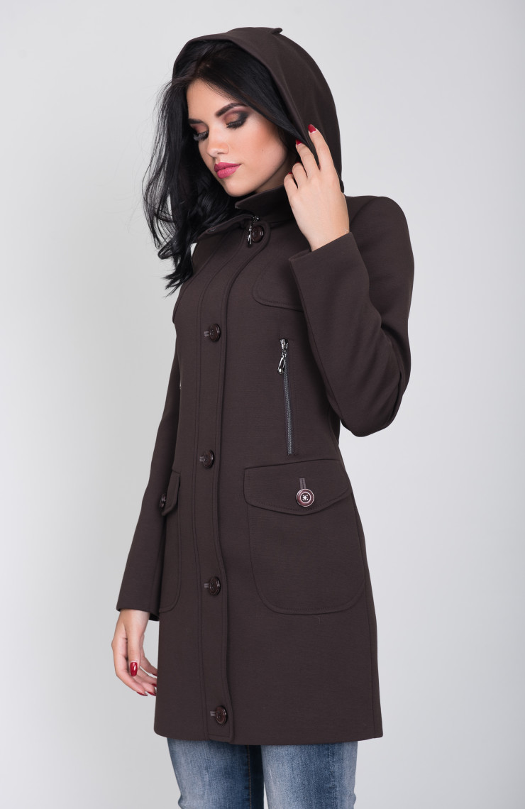 Пальто 2-385 Черный шоколад
