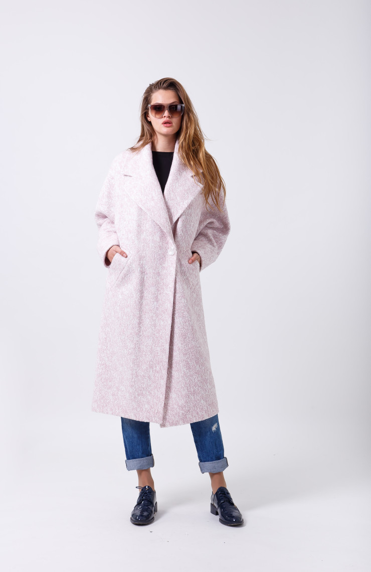 Пальто 2-473L Бело-розовый