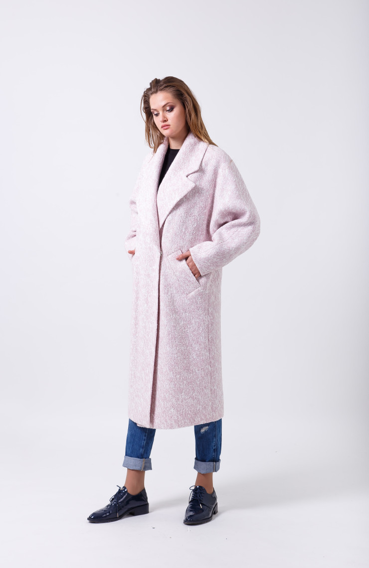 Пальто 2-473L Бело-розовый