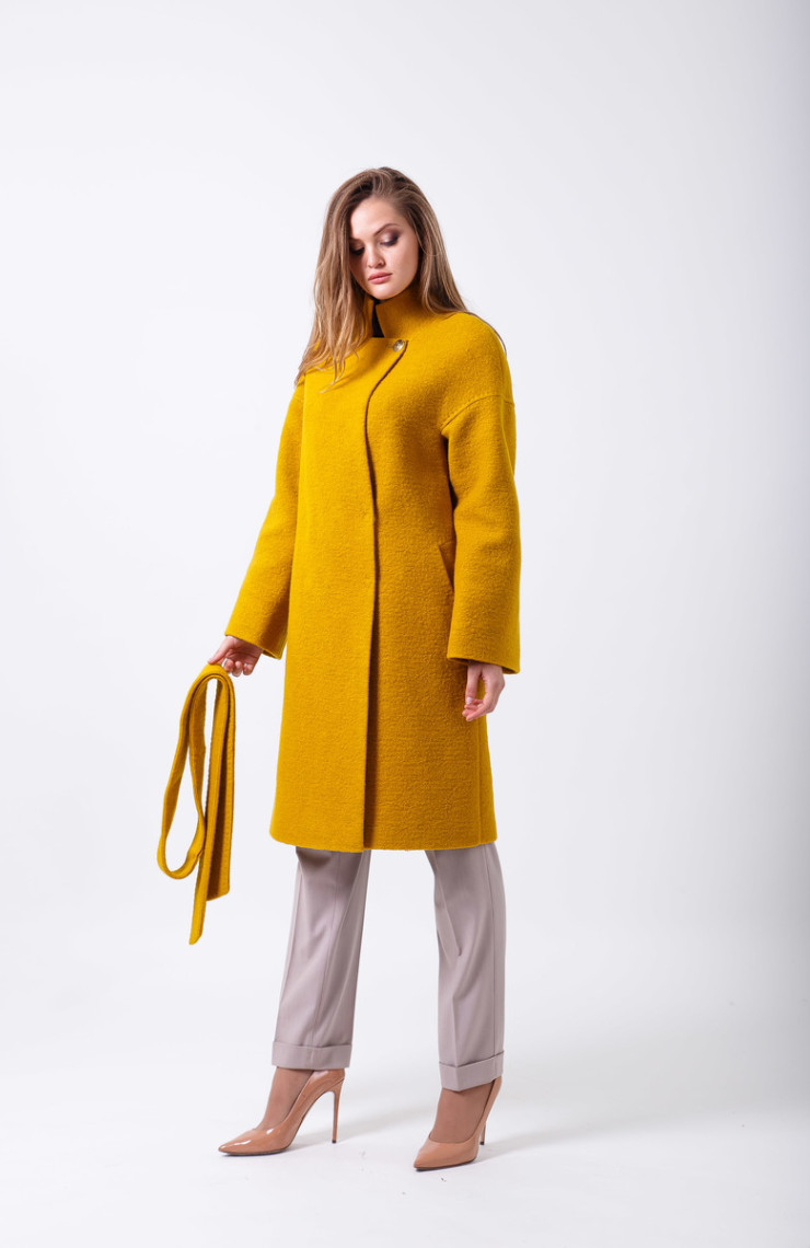 Пальто 2-489L Горчичный