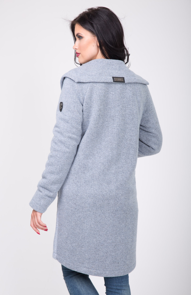 Пальто 2-493L Серо-голубой