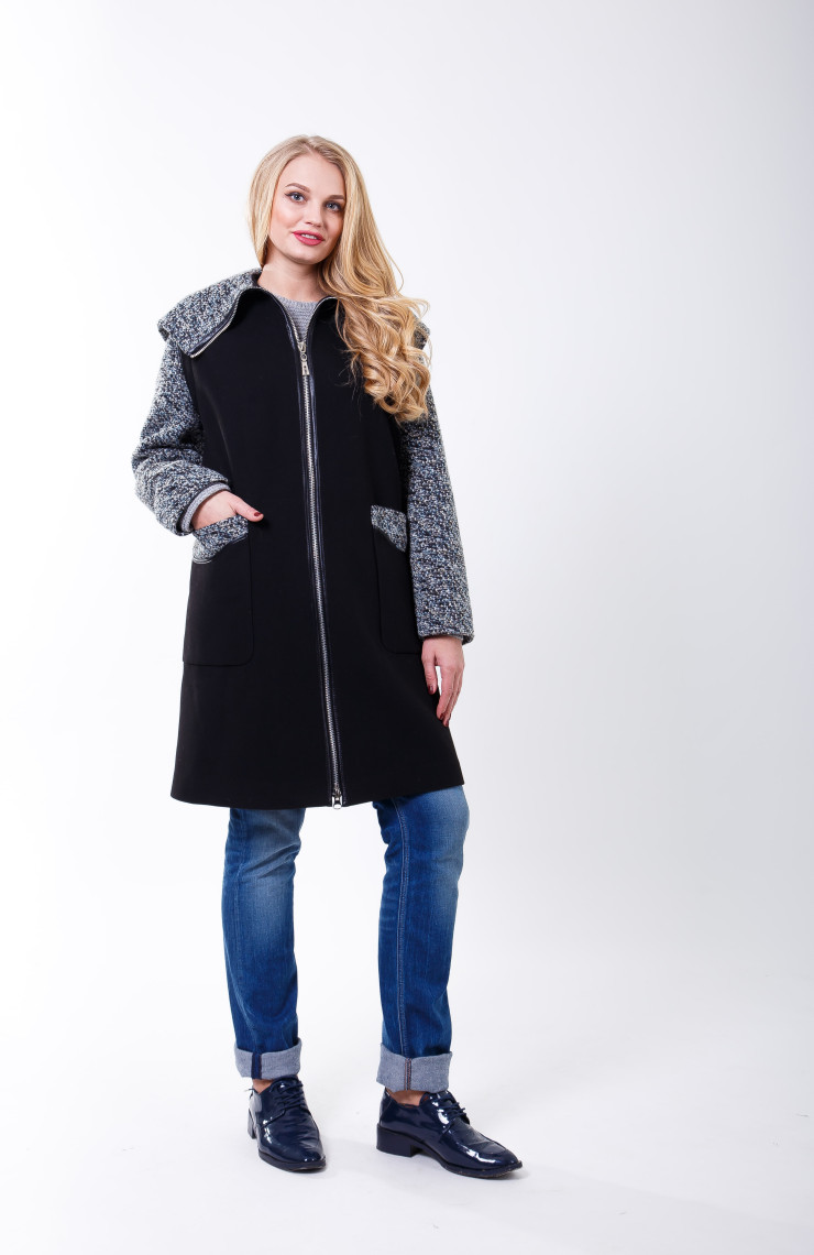 Пальто 2-503 Черно-сиреневый