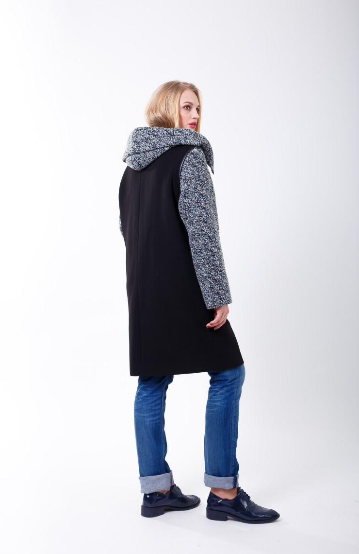 Пальто 2-503 Черно-сиреневый