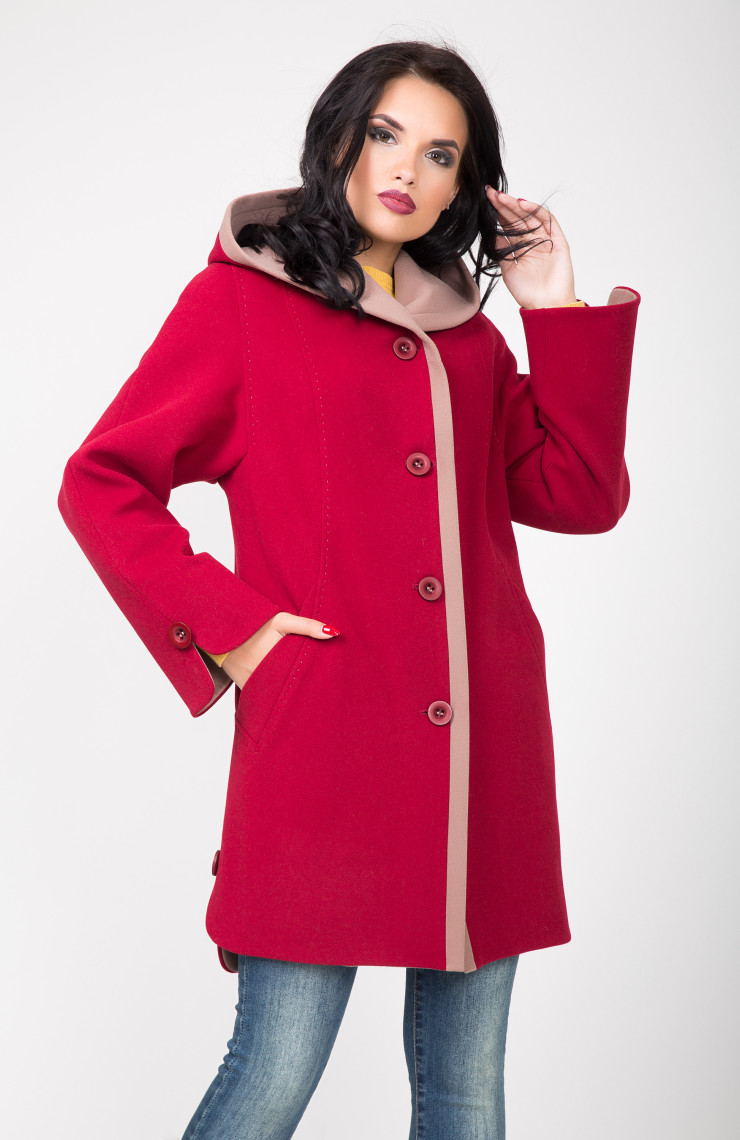 Пальто 2-528/9 Вишня+какао