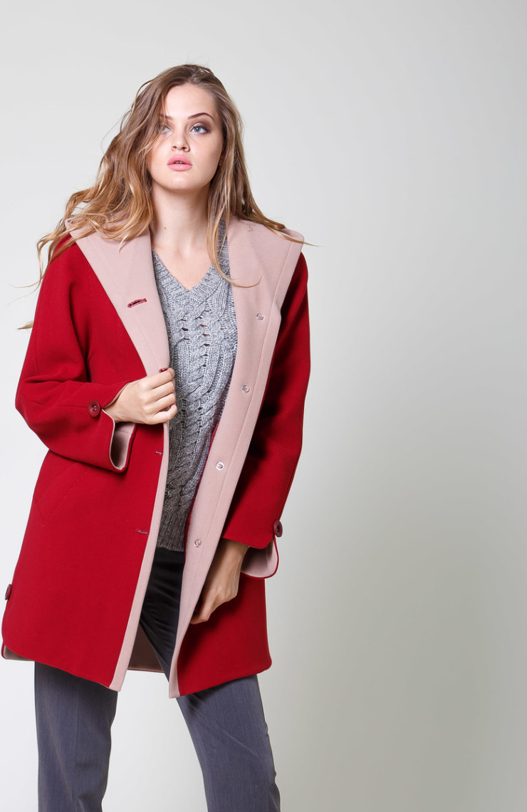 Пальто 2-528/9 Вишня+моккачино