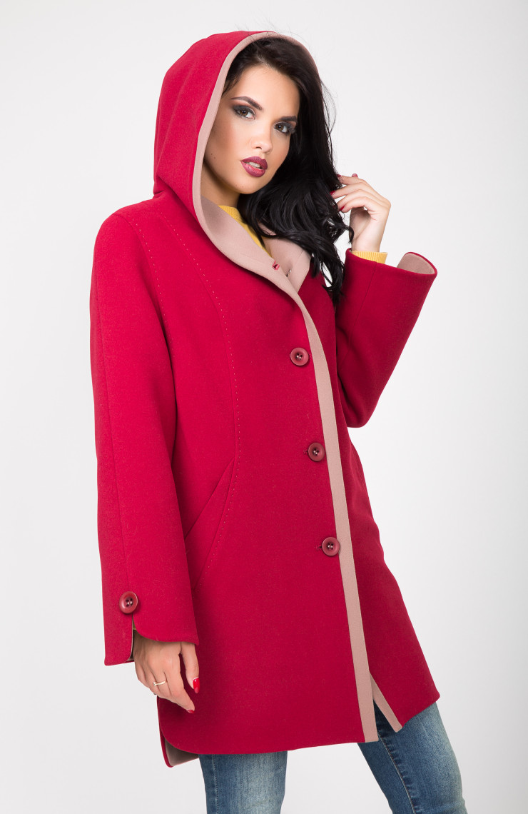 Пальто 2-528/9 Вишня+какао