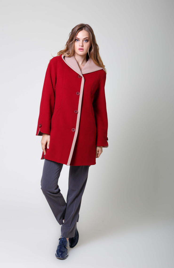 Пальто 2-528/9 Вишня+моккачино