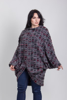 Пальто 3-091 Серо-бордо