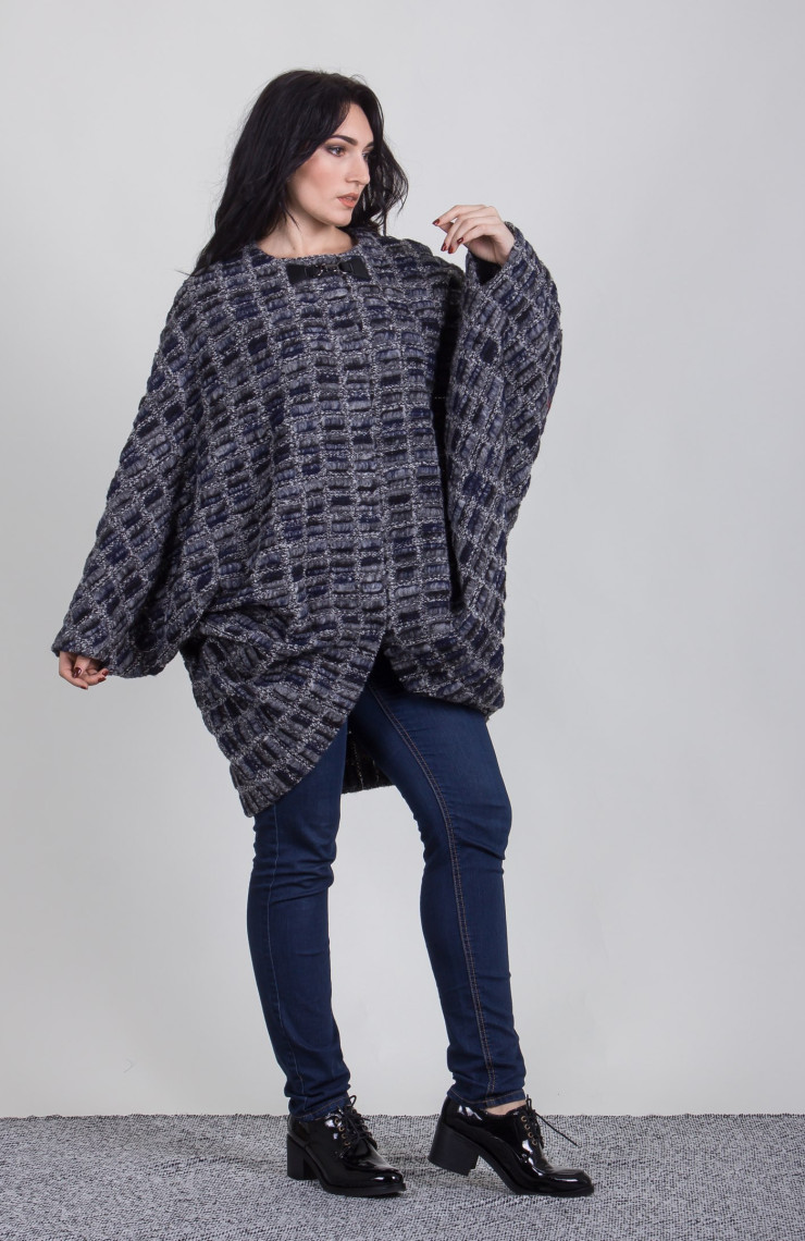 Пальто 3-091 Серо-синий