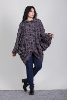 Пальто 3-091 Серо-бордо