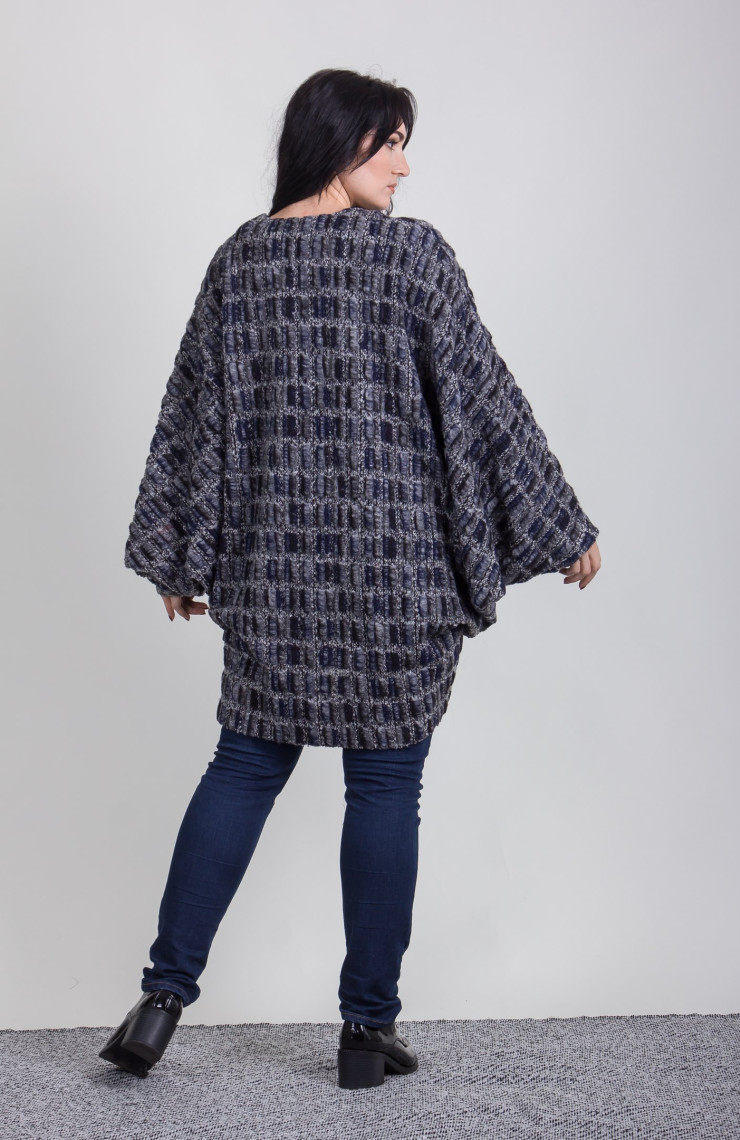 Пальто 3-091 Серо-синий