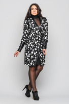 Пальто 9-001 Черный горох