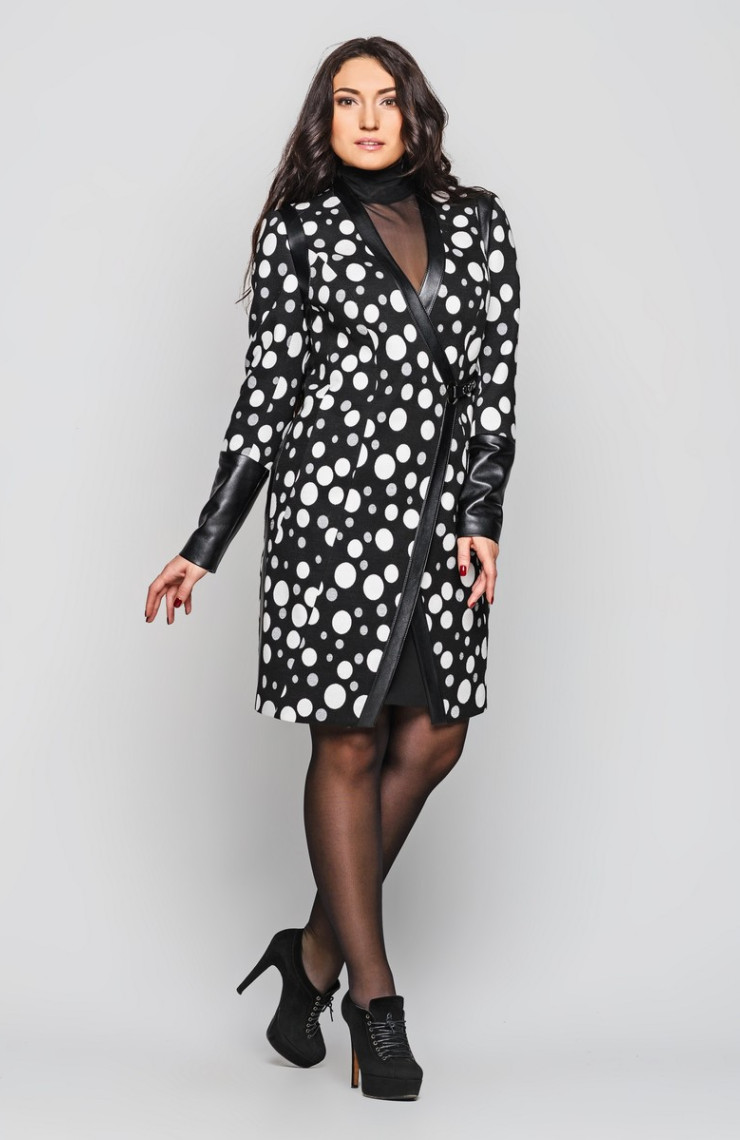 Пальто 9-001 Черный горох