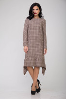 Платье S-9021 Бежево-коричневый