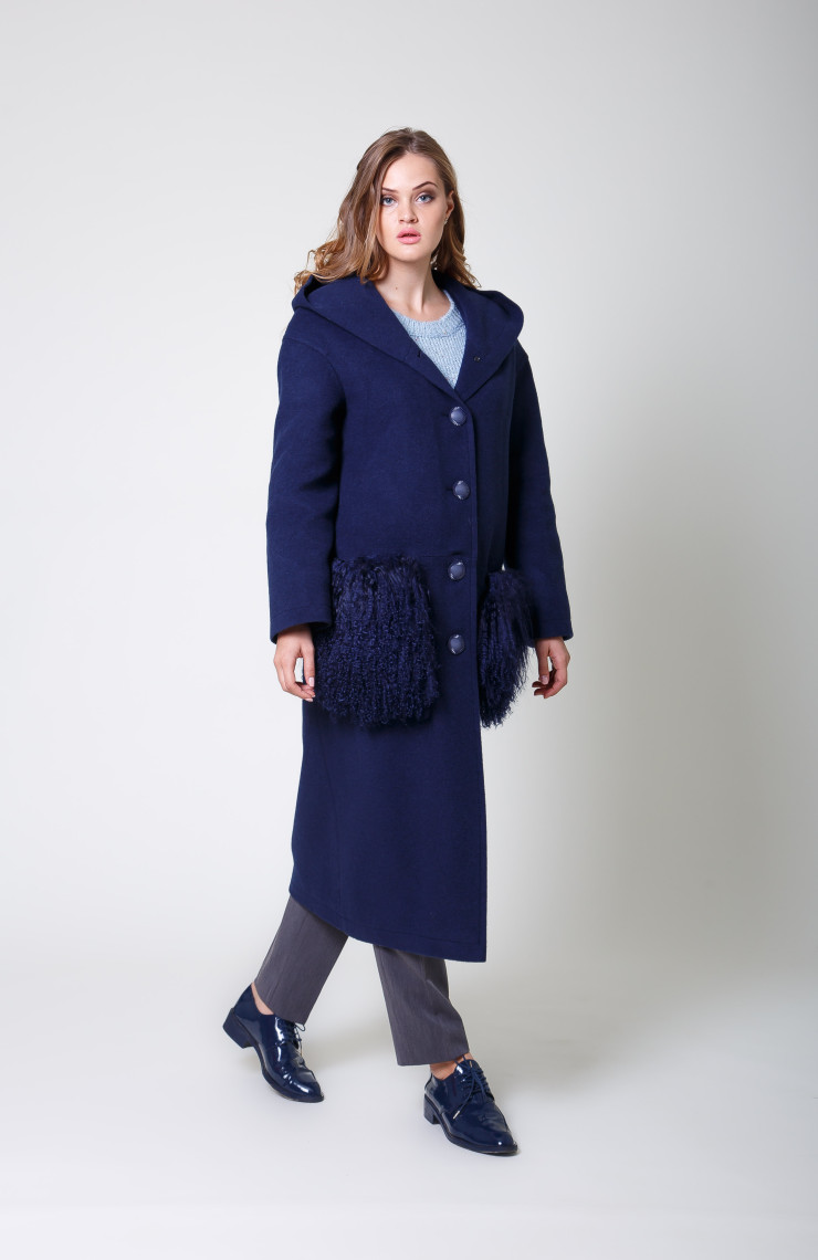 Пальто 1-115IT Темно-синий