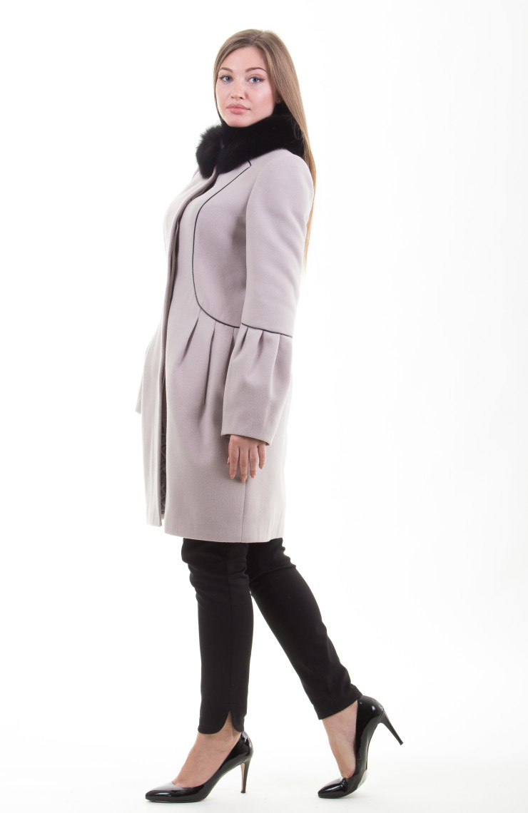 Пальто 1-083 Светло-бежевый