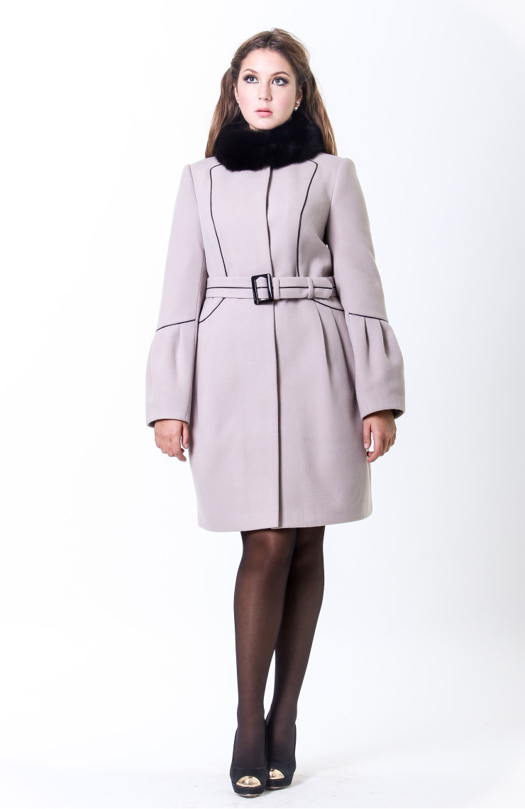 Пальто 1-083 Серо-бежевый