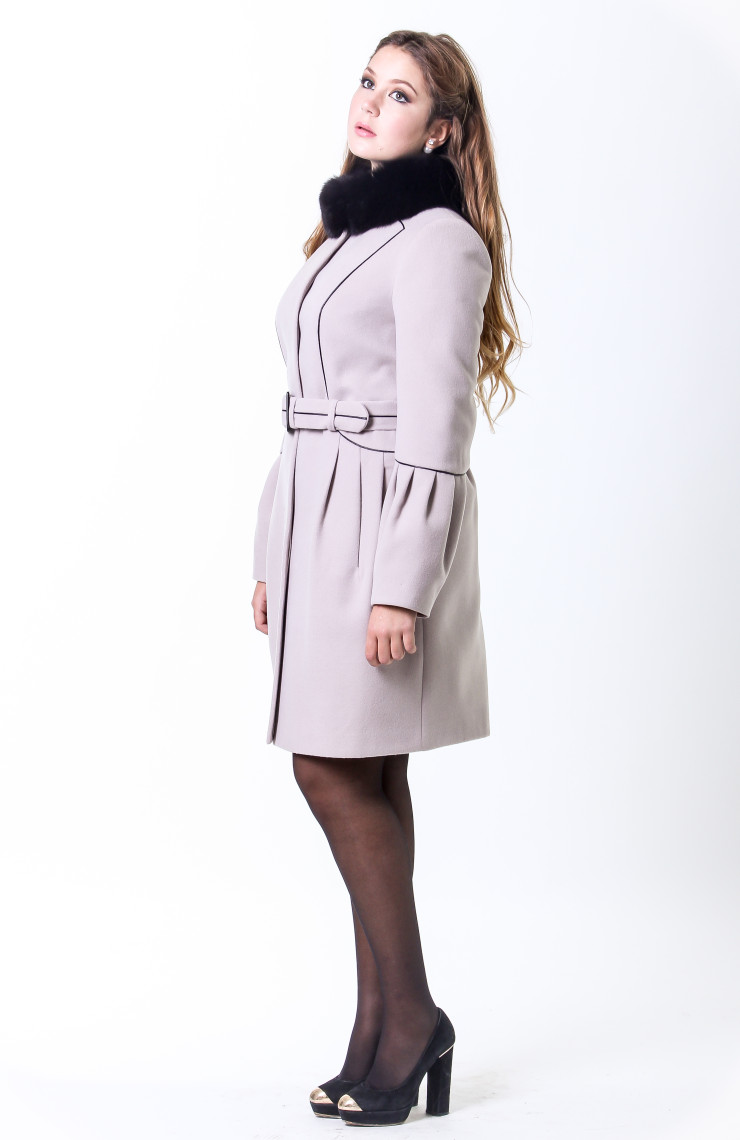 Пальто 1-083 Серо-бежевый