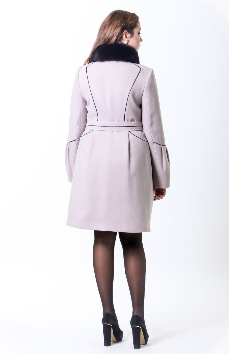 Пальто 1-083 Серо-бежевый