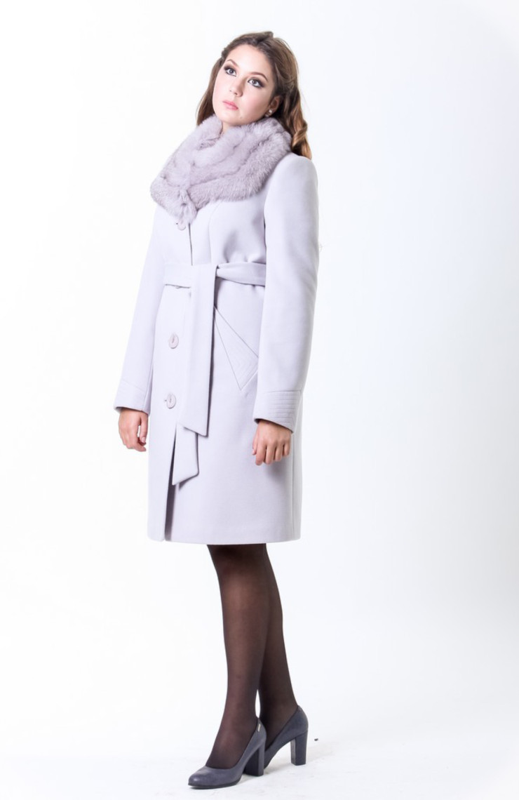 Пальто 1-035 Светло-серый