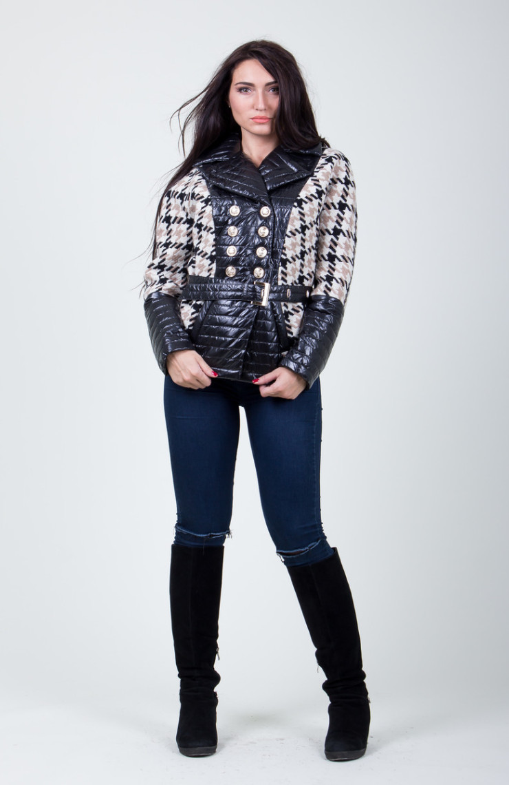 Пальто 9-231К Лапка черно-белая