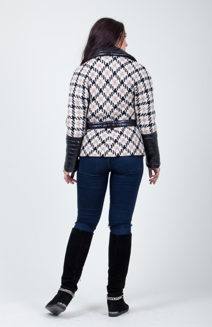 Пальто 9-231К Лапка черно-белая