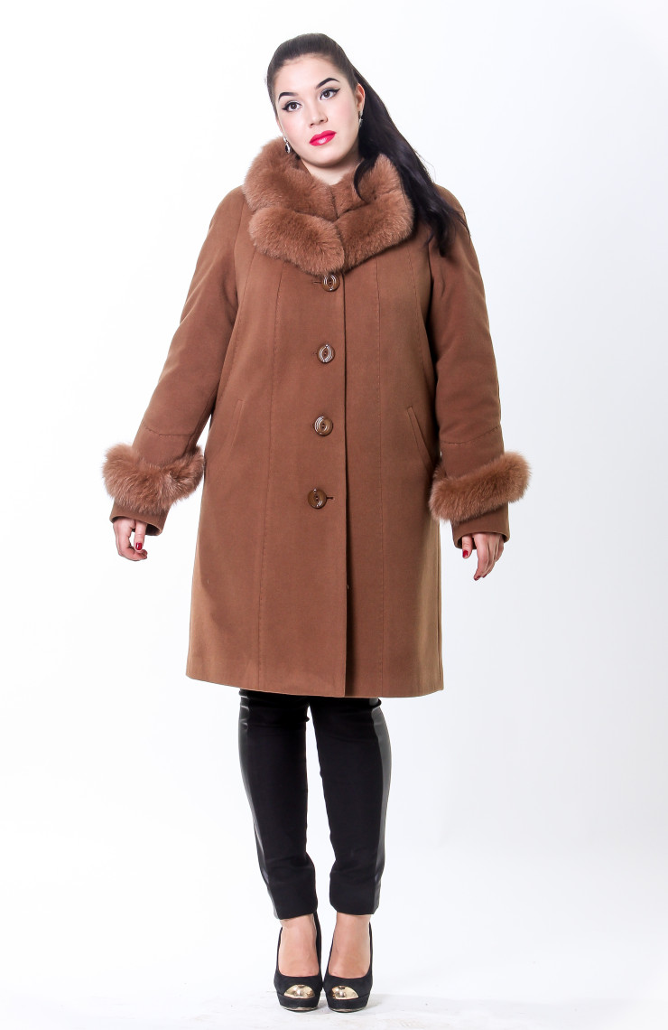 Пальто 1-082 Золотисто-коричневый