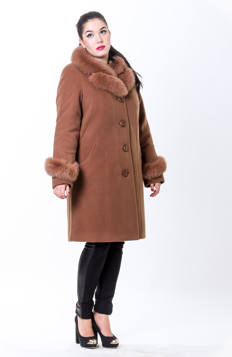Пальто 1-082 Золотисто-коричневый
