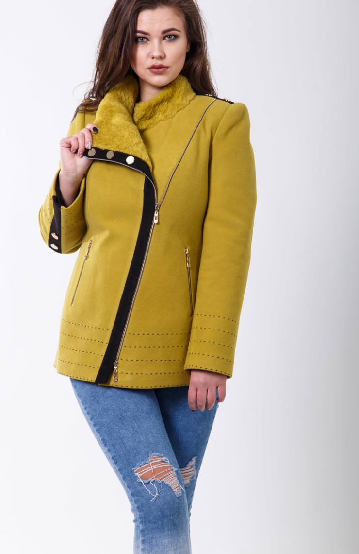 Пальто 1-077 Темно-горчичный