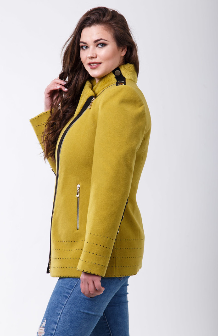 Пальто 1-077 Темно-горчичный