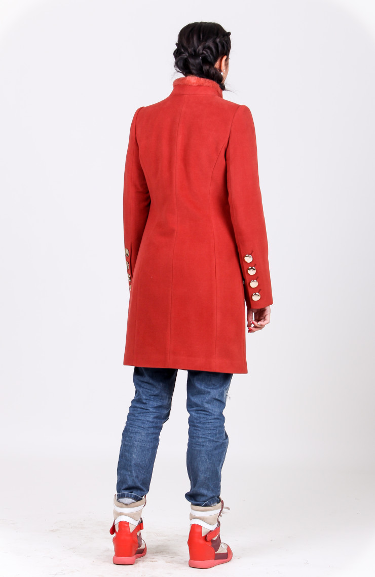 Пальто 1-072 Светло-терракотовый