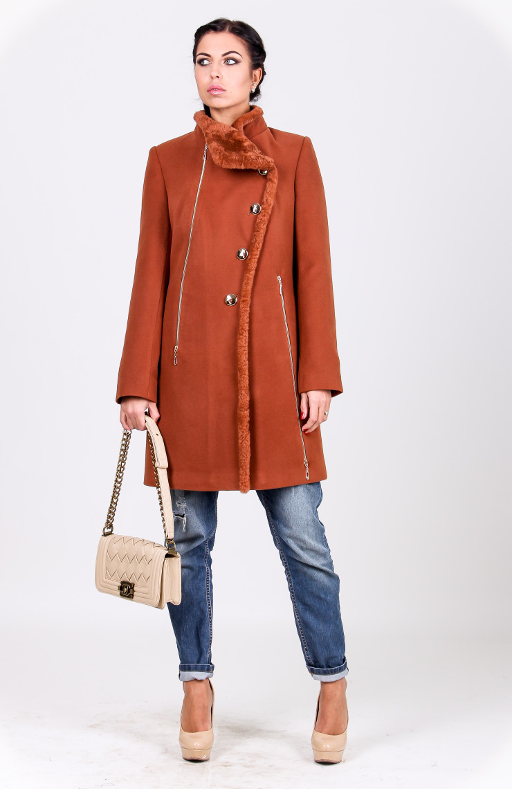 Пальто 1-072 Золотисто-теракотовый
