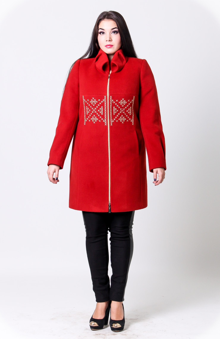 Пальто 2-342 Оранжево-кораловый