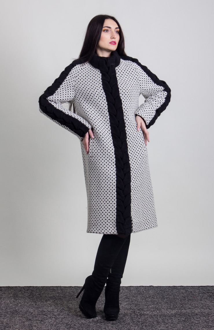 Пальто 2-354Ш Бело-черный