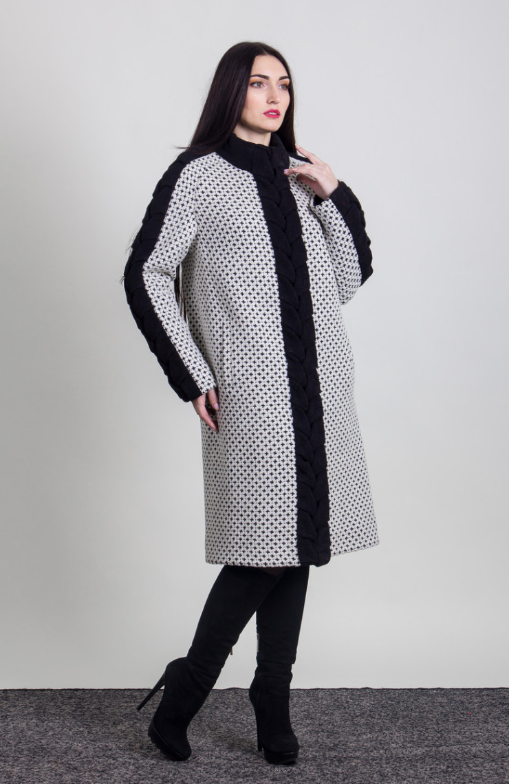 Пальто 2-354Ш Бело-черный