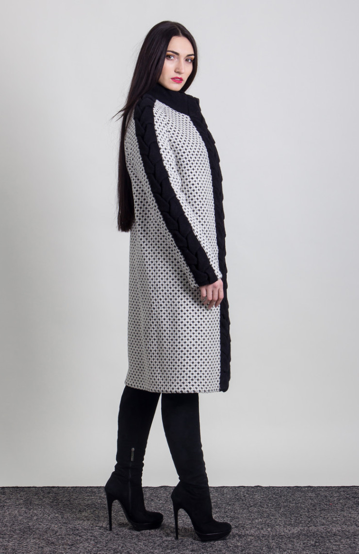 Пальто 2-354Ш Бело-черный