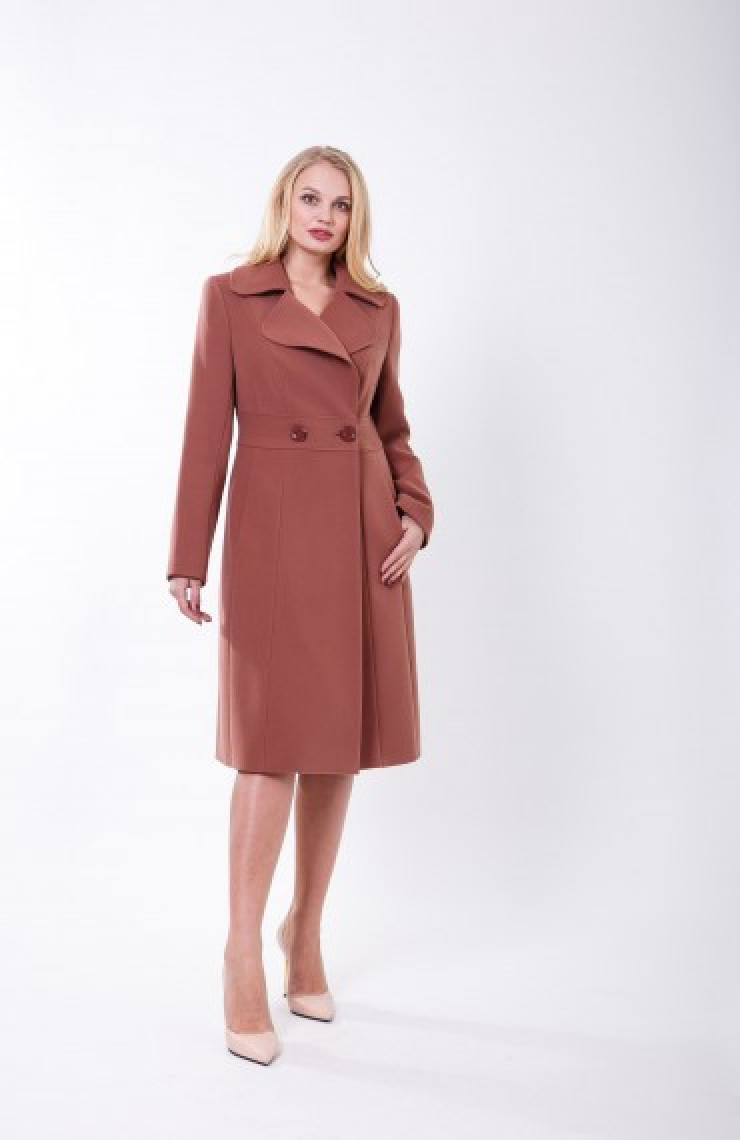 Пальто 2-390/9 Темно-бежево-розовый