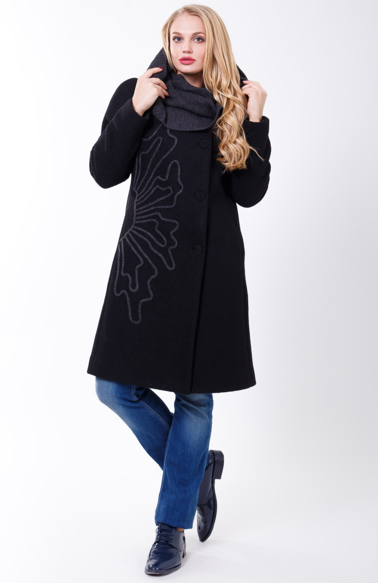 Пальто 2-357 Черный шоколад