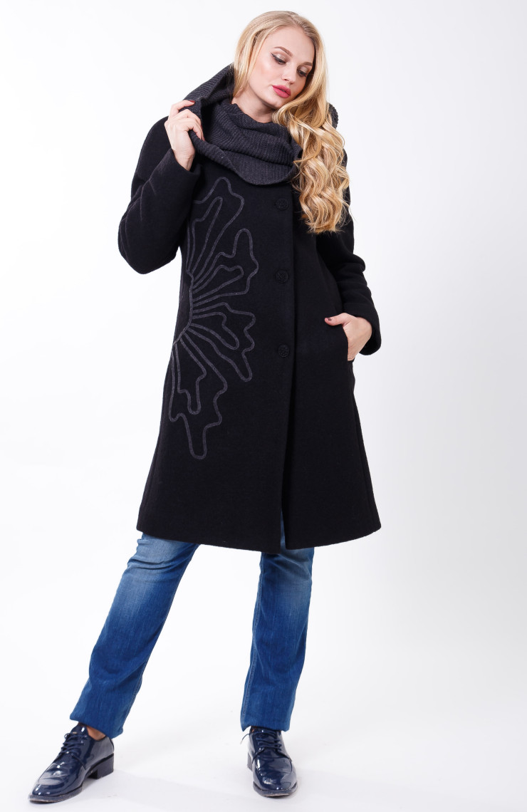 Пальто 2-357 Черный шоколад